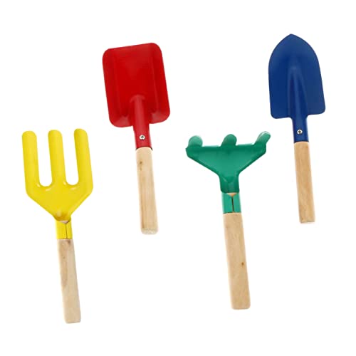 Vaguelly 4 Stück Pflanzwerkzeug Mini-Spielzeug Gartenset für Kinder Sandschaufeln für Kinder kindergabel Kinder gartenwerkzeug Gartenrechen für Kinder Gartenwerkzeug für Kinder Metall von Vaguelly