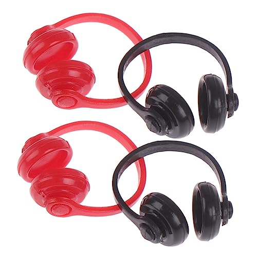 Vaguelly 4 Stück Puppenhaus-Kopfhörer Dekorationsobjekt -Decor Dekorative Kopfhörer Kopfhörer kleines Headset-Modell Mini-Headset-Dekoration Puppenhaus-Headset Plastik von Vaguelly