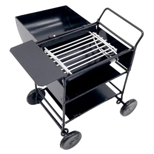 Vaguelly 4 Stück Puppenhausgrill Miniatur-grillrost Mini-holzkohlegrill Miniatur-grillständer Mini-grillständer Küchengrill Holzkohlegrill Im Freien Draussen Grill Modell Black Metall von Vaguelly