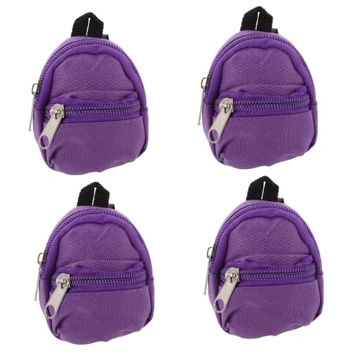 Vaguelly 4 Stück Puppenrucksack Mini-Rucksäcke Decora- Puppenreisetasche puppenzubehör puppenhaus deko Büchertasche Spielzeuge kleines Modell Spielzeug Mini-Schultasche Stoff Violett von Vaguelly