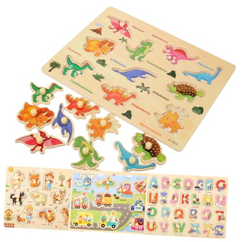 Vaguelly 4 Stück Puzzle Lernspielzeug Brettpuzzles Für Kleinkinder 2-4 Holzrätsel Steckpuzzle Für Holzpuzzle Für Sinnesspielzeug Für Kleinkinder Buchstabenrätsel Hölzern von Vaguelly