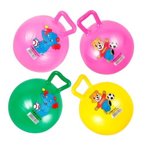 Vaguelly 4 Stück Schläger handhaben Gymnastikball Sprungball für Kleinkinder hupfball für Activity für kinderknallzeug -Cartoon-Ball Hüpfball PVC von Vaguelly