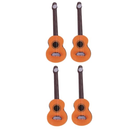 Vaguelly 4 Stück Simulation Gitarre Musikinstrumentenmodell Mini-gitarrenmodell Puppenhaus-miniaturgitarre Mini-gitarrenfigur Als Ornament Miniatur-Ukulele Puppenzubehör Light Brown Hölzern von Vaguelly