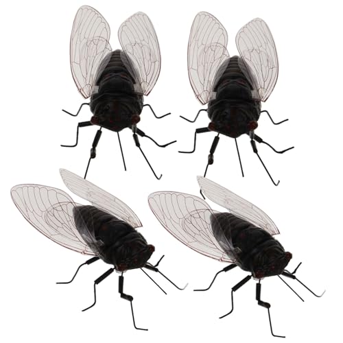 Vaguelly 4 Stück Simulierte Zikade knifflige Insektenstütze gefälschte Fliegenfigur Spielzeug gesteckt tortendeko Einschulung Landschaft Zikade Mikrolandschaftszikade Tierfigur Magnet Black von Vaguelly