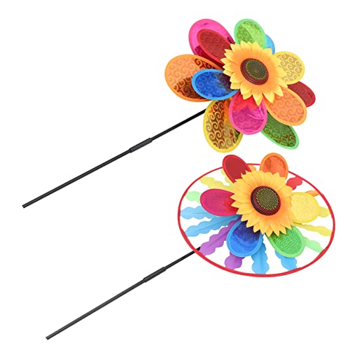 Vaguelly 4 Stück Sonnenblumen-windmühle Windräder Im Freien Kinder Windräder Spielzeug Für Draußen Schöne Windmühlendekoration Garten-windmühlen-dekor Windrad Colorful Plastik von Vaguelly