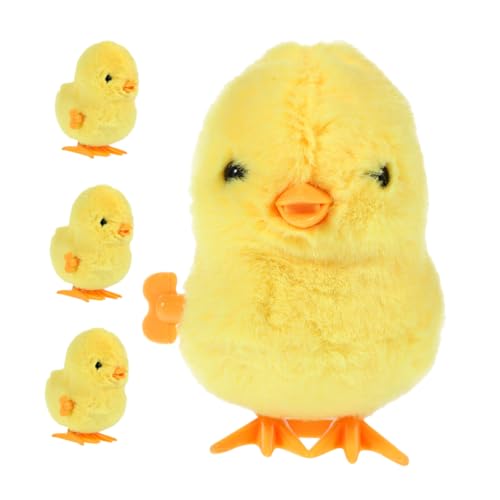 Vaguelly 4 Stück Springendes Gelbes Huhn -Huhn-Spielzeug Huhn Aufziehen Hühnerspielzeug Für Kinder Osterkörbe Für Kinder Babyspielzeug Küken Aufziehen Neuartiges Spielzeug Yellow Plüsch von Vaguelly