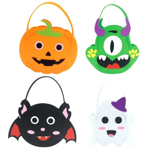 Vaguelly 4 Stück Süßigkeitentasche Halloween Süßes sonst gibt's Saures Taschen Halloween-Süßigkeitstüten halloween snacks halloween naschen Weihnachtsgeschenktüten Halloween-Goodie-Eimer von Vaguelly