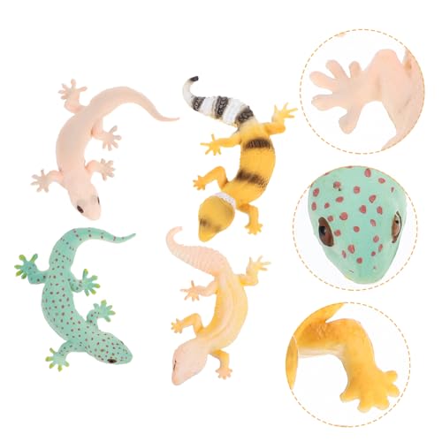 Vaguelly 4 Stück Tiermodell Feengartendekorationen Amphibienfiguren lernspiele Kinder Spielzeug für Kinder Kids Toy Spielzeug-Gecko Gecko-Figur fest Statue Puppe Marionette Zubehör Plastik von Vaguelly