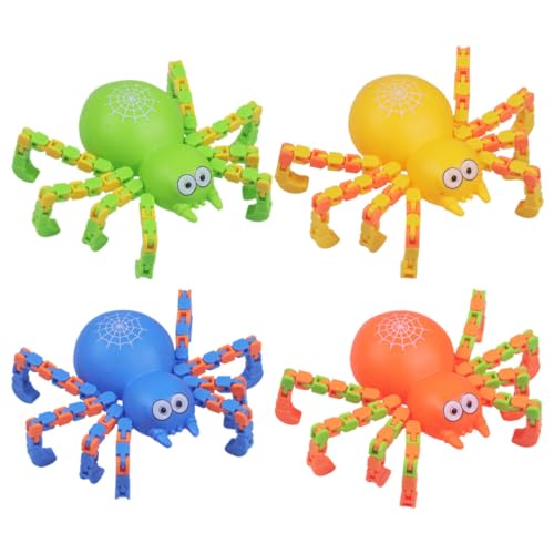 Vaguelly 4 Stück Umwandelbare Ketten-Pop-Spinne Fingerspitzen-Spielzeug DIY-Fidgets- Für Kinder Erwachsene Geburtstagsparty- Sensorisches Fidget-Spielzeug von Vaguelly