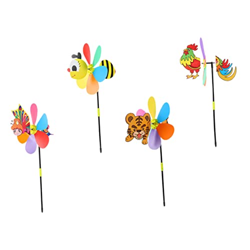 Vaguelly 4 Stück Windmühle halllowen heeloween kinderspielzeuge spielwaren Outdoor-Spielzeug für Kinder Marienkäfer Windrad Garten Cartoon-Tier-Windspinner Windräder für den Garten Plastik von Vaguelly