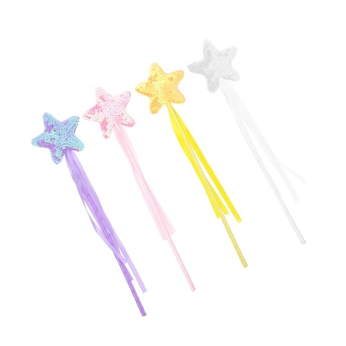 Vaguelly 4 Stück Zauberstab Fairy Wand Kinder игрушки Fastnacht Accessoires die zaubershow spilzeug Bühnenleistungsrequisite für Kinder Sternenstäbe Anzieh-Zauberstäbe Feenstab PVC von Vaguelly