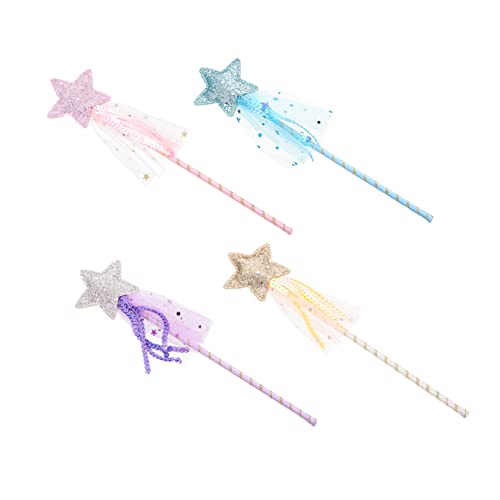 Vaguelly 4 Stück Zauberstab feenflügel Frauen Puppenflügel Zauberstäbe für Mädchen Feenhaftes LED- Fairy Wand für Kid Toys Feenstab Katzenspielzeug Stoff von Vaguelly