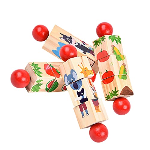 Vaguelly Puzzle Kinder 4 Stück Bausteine ​​für Tierpuzzle Holzspielzeug Zabawki Stymulujące Rozwój Educational Toys Lernspielzeug Drehendes Puzzle Aus Holz Rotierende Stereo-Puzzle Hölzern von Vaguelly