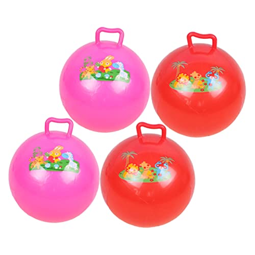 Vaguelly 4 Stück den Ball klopfen Hüpfbälle für Kleinkinder 1-3 Springender Ballon Springball mit Griff hupfball für Kinder aufblasbarer Ball Spielzeug Kinder Hüpfball Cartoon-Bälle PVC von Vaguelly