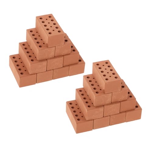 Vaguelly 40St Puppenhaussteine Miniatur-Ziegelstein Ziegel-Requisiten Spielen Feengarten Zubehör Kinder Bastelset Kinder bausteine Mauerziegelmodell künstliche Ziegel Ton Light Brown von Vaguelly