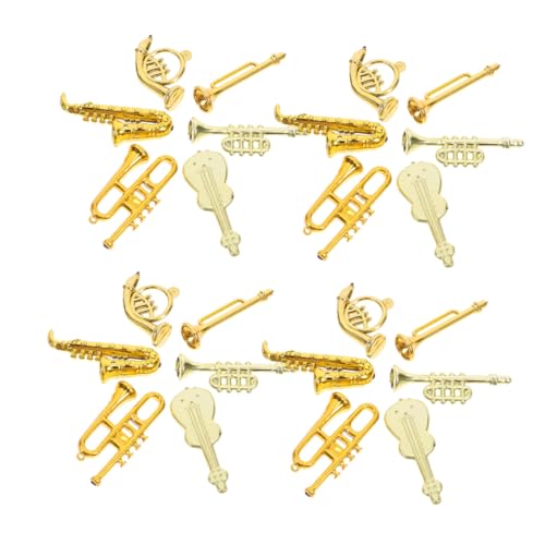 Vaguelly 48 Stück Mini Kunststoff Musikinstrument Puppenhaus Violine Trompete Saxophon Horn Miniatur Puppenhaus Modell Weihnachtsbaum Hängedekoration von Vaguelly