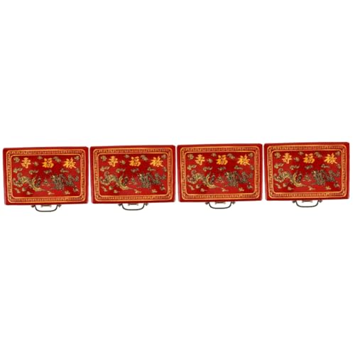 Vaguelly 4Er-Box Mahjong-Box Mahjong-Halter Schmuck Organizer Brust Mahjong-Fliesen-Hülle Mahjong Aufbewahrungsbox Tragbare Mahjong Box Mahjong-Geschenketui Aufbewahrungsboxen hölzern rot von Vaguelly