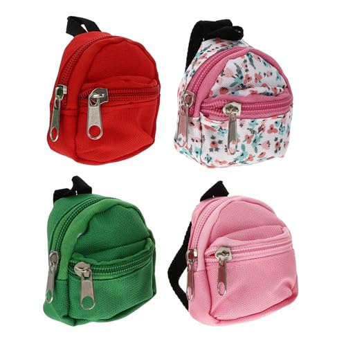 Vaguelly 4er Set Mini Rucksack Für Puppen Mini Schulranzen Modell Für Puppenhaus Dekoration Und Blumenmuster von Vaguelly