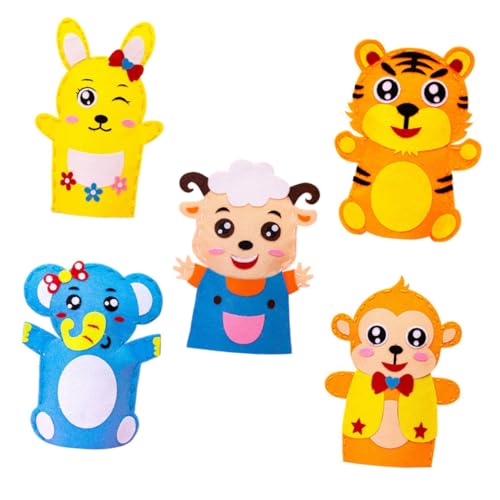 Vaguelly 5 Sätze Handpuppe selber Machen Kinderspielzeug Activity für Kinder Marionettenpuppen für Kinder Materialien für Handpuppen Hasenanzug Tiere handpuppen bausatz selber Machen AFFE von Vaguelly