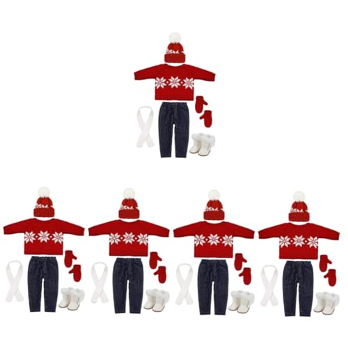 Vaguelly 5 Sätze Puppe Weihnachtskostüm Puppenkleidung puppenschuhe Puppenhose Zubehör für Babypuppen Puppe Weihnachtsmütze wiederverwendbares Outfit Puppenkostüm selber Machen Baumwolle von Vaguelly