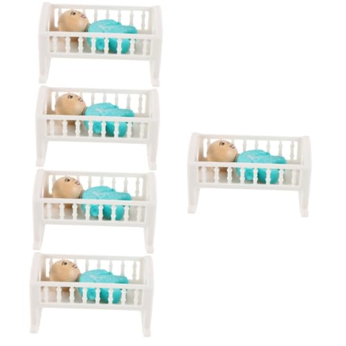 Vaguelly 5 Sätze Puppenhausbett Puppenhaus Babybett Mini Hausbett Mini-Kinderbett Miniaturbettmodell Puppenstubenmöbel Zubehör Für Puppenhäuser Puppenhaus-miniaturkrippe Babypuppenbett Abs von Vaguelly