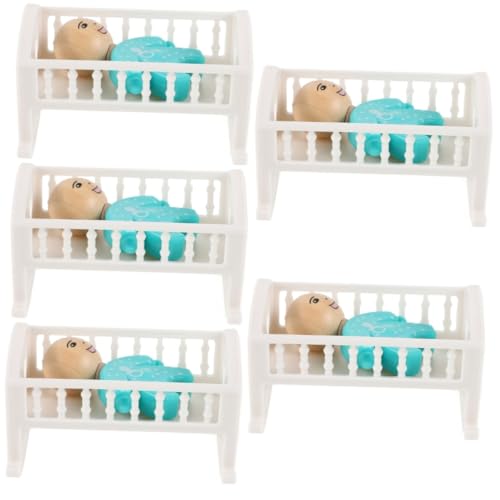 Vaguelly 5 Sätze Puppenhausbett Zubehör Für Puppenhäuser Miniaturbettmodell Puppenstubenmöbel Mini Hausbett Babypuppenbett Mini-hausmöbel Puppenhaus Babybett Mini-Kinderbett Mini-Modell Abs von Vaguelly