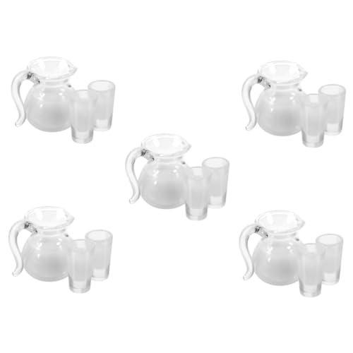 Vaguelly 5 Sätze Saftmilchglaskrug Mini-Getränke Mini-Wasserbecher Miniatur-Food-Modell Mini- -Küchendekor Miniatures Milk jug Wasserkrug Mini-Hausschmuck Mini- -Dekore Harz Weiß von Vaguelly