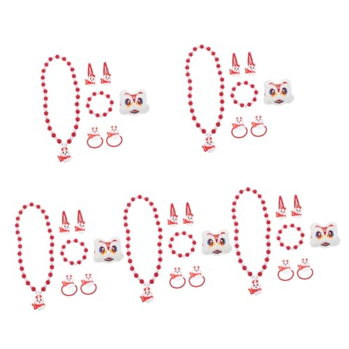 Vaguelly 5 Sätze Schmuckset Für Kinder Schmuck Für Kleine Mädchen Kleinkind Schmuck Mädchen Schmuck Dekorative Halskette Für Kinder Halskette Für Mädchen Kleinkind Kette Metall Rot von Vaguelly