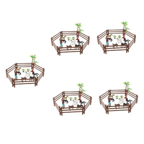 Vaguelly 5 Sets Simulationsstall Pferdestall Spielzeug Mit Zubehör Mini Gestütsbauernhof Spielset Rollenspiel Pferdestall Minigestütsbauernhof Modell DIY Miniaturstallbausatz von Vaguelly