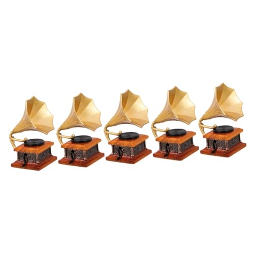 Vaguelly 5 Stück Grammophon Modell Miniatur Haushaltsgeräte Mini Verzierung Miniatur Phonograph Mini Grammophon Mini Phonograph Winziges Grammophon Harz Phonograph Requisite von Vaguelly