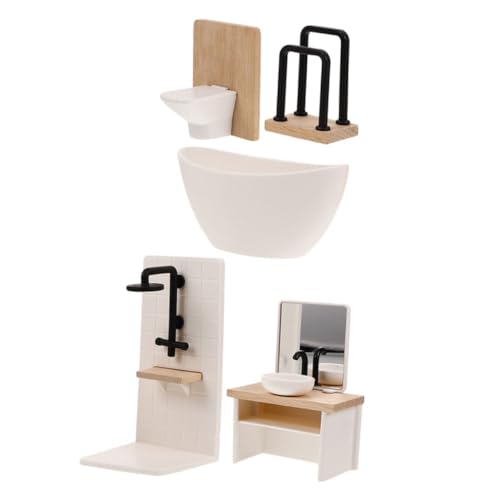 Vaguelly 5 Stück Puppenhaus Möbel Kompaktes Badezimmer Zubehör mit Badewanne Toilette Waschbecken Dusche Handtuchhalter für Realistisches Spiel und Dekoration Vaguelly 5 Stück Puppenhaus Möbel Kompaktes Badezimmer Zubehör mit Badewanne Toilette Waschbecken Dusche Handtuchhalter für Realistisches Spiel und Dekoration von Vaguelly