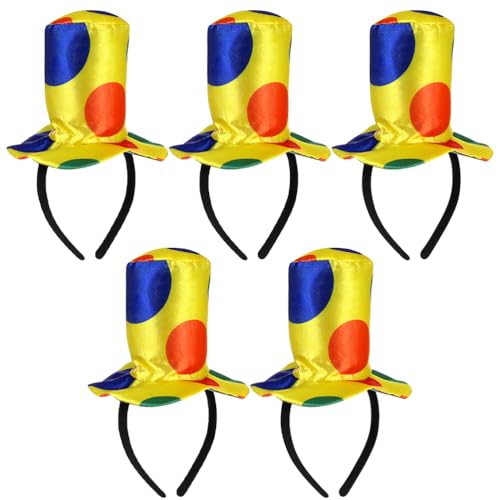 Vaguelly 5-teiliges Clown-Stirnband: Kleine Clown-Hut-Stirnbänder für Halloween, Karneval, Festivals, Geburtstagsfeiern – lustiger und stylischer Zirkus-Kopfschmuck für Erwachsene und Kinder Vaguelly 5-teiliges Clown-Stirnband: Kleine Clown-Hut-Stirnbänder für Halloween, Karneval, Festivals, Geburtstagsfeiern – lustiger und stylischer Zirkus-Kopfschmuck für Erwachsene und Kinder von Vaguelly