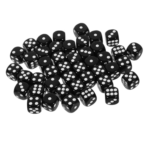 Vaguelly 50 Stück Schwarze Würfel Würfel-Requisiten Spiel-Requisiten Spiel Würfel Brettspielwürfel Spielwürfel Requisiten Spielzeugwürfel Mehrseitige Würfel Unterhaltungswürfel Black Acryl von Vaguelly