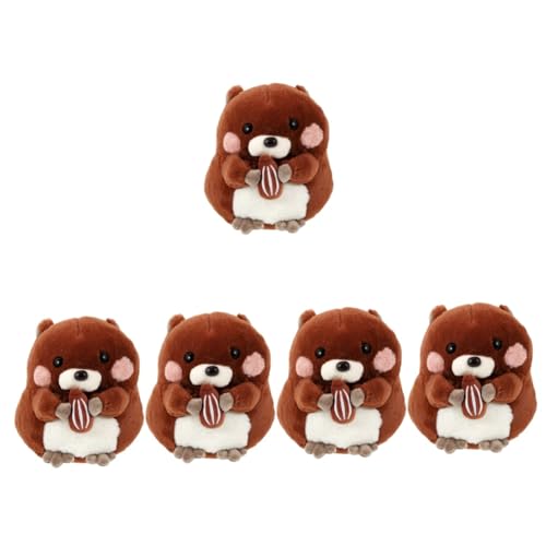 Vaguelly 5St Murmeltier-Puppe Stofftierpuppe Kawaii Tierpuppe Bettpuppen Babyspielzeug Spielzeug für Babys Stoffpuppen für Mädchen beruhigendes Spielzeug Plüschtiere PP Baumwolle Brown von Vaguelly