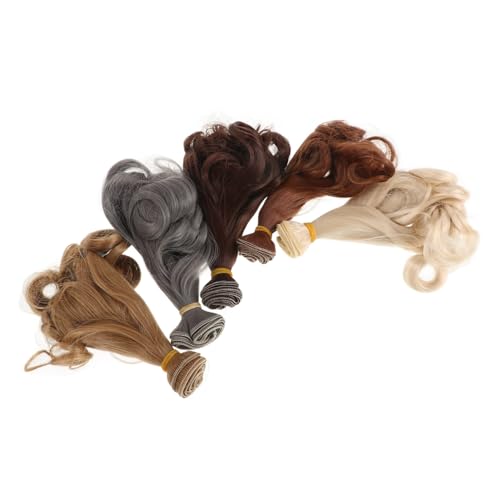 Vaguelly 5St Perücke Haarreihe puppenperücken lockige synthetische Perücke Puppe lockiges Haar Bjd-Puppenhaar bjd Haare bjd perücke DIY-Perücke Perücken zum Basteln Hochtemperaturdraht von Vaguelly