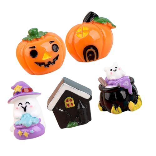 Vaguelly 5st Kürbis-Geist-Ornament Cartoon-kürbis Halloween-partygeschenke Künstliche Mini-kürbisse Halloween-Cupcake-Topper Mini-gartenfiguren Miniaturen Zum Basteln Halloween-Figuren Harz von Vaguelly