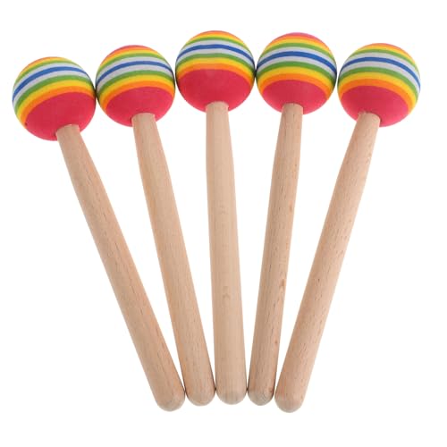 Vaguelly 5st Lollipop-trommelstöcke Handschlagstöcke Trommelschlägel Trommelstöcke Für Kinder Kleinkinderinstrumente Trommelhammer Trommelstöcke Für Percussion Hammerstöcke Holz von Vaguelly