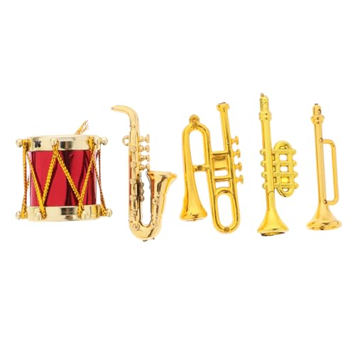 Vaguelly 5st Miniatur-musikinstrumente Miniatur-Saxophon Von Puppendekorationen Anfängerflöte Simulation Musikinstrument Puppe Musikinstrument Mini-Instrument Golden Plastik von Vaguelly