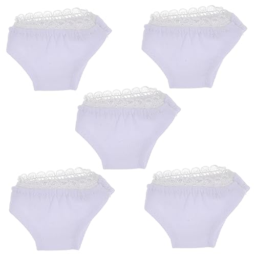 Vaguelly 5st -höschen Mikro-höschen Mini-Puppen Babypuppenhöschen Mini-Shorts Mädchen Unterwäsche Amerikanische Mädchenpuppen Elastische Puppenhöschen Babyspielzeug Weiß Baumwolle von Vaguelly