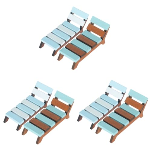 Vaguelly 6 STK Mini-strandliege Modell Eines Miniatur-loungesessels Mini-strandkorb Mini-Ornament Miniatur-Lounge-Stuhl-Requisite Puppenhaus-loungesessel Mini-Lounge-Sessel Mini-Stuhl Birke von Vaguelly