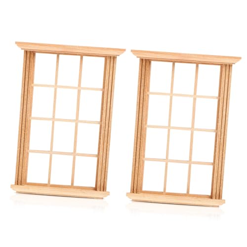 Vaguelly 6 STK Modell Fensterrahmen Puppenhausfenster Miniatur-Fensterrahmen Ornament Lebensechte Accessoires Mini-Modell mit Fensterrahmen Mini-Möbel mit Fensterrahmen hölzern von Vaguelly