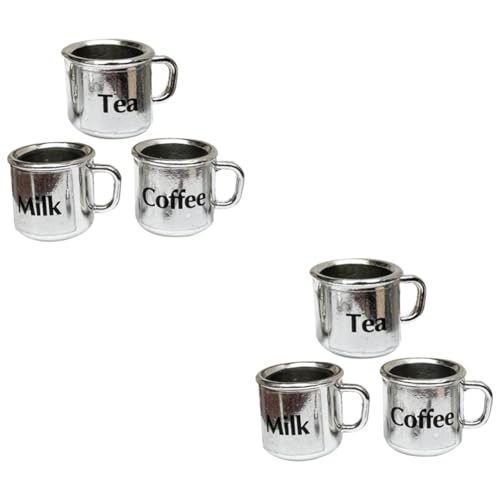 Vaguelly 6 STK Puppenstubentasse Teetasse Kaffeegläser Kaffeebecher Puppenhaus Wasserbecher Mini- -Foto-Requisiten Mini-kaffeetasse Miniatur-kaffeetassen Miniaturbecher Mini-Tasse Metall von Vaguelly