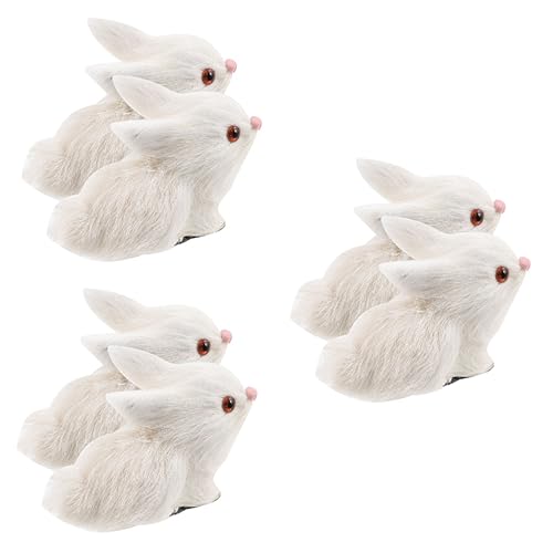 Vaguelly 6 STK Simulation Kaninchen ausgestopfter Hase Kaninchenstatue Minihase Feng-Shui-Kaninchen-Statue Mikrospielzeug kunstpelz Faux fur Kaninchenfiguren Hasenstatuen Plastik Weiß von Vaguelly