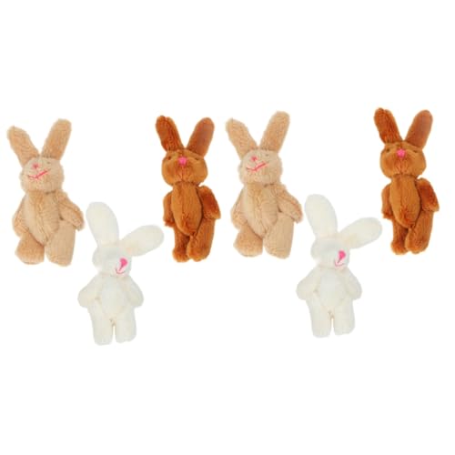 Vaguelly 6 STK gemeinsame Hasenpuppe Hasen plüschtier süße plüschtiere weihnachstsgeschenk weihnacjtsdeko Mini-Hasen Puppen kinderspielzeug Mini Stoffhase Hasenornamente kurzer Plüsch von Vaguelly