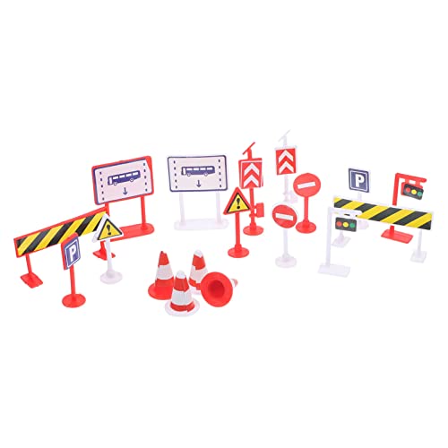 Vaguelly Pädagogisches Verkehrszeichen-Spielzeug für Jungen und Mädchen 6 Sets Ampel-Spielzeug Mini-simulationsmodell Signalschild von Vaguelly