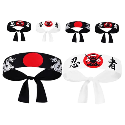 Vaguelly 6 Stück Japanisches Ninja Stirnband Hachimaki Karate Stirnband Kochzubehör Für Männer Cosplay Breites Haarband Japanische Partygeschenke von Vaguelly