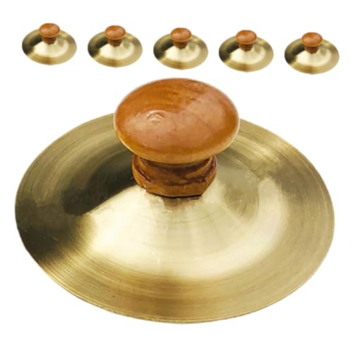 Vaguelly 6 Stück Kinder Schlaginstrument Becken Klöppel Glockenbecken Für Kleine Handbecken Mini Gong Marschbecken Gonginstrument Handgong Becken Glockenbecken Aus Holz Golden von Vaguelly