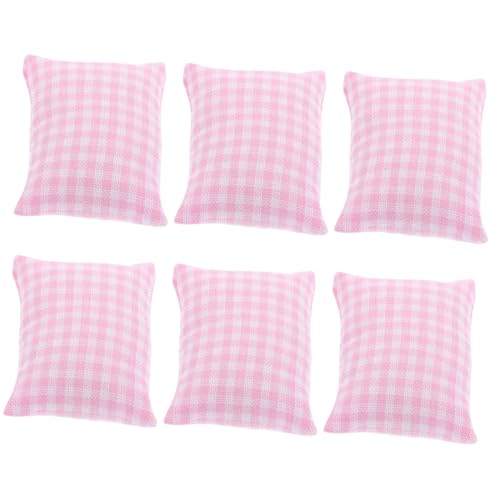 Vaguelly 6 Stück Puppenhaus Stoff Mini Mini Spielzeug Couch Kissen Puppenspielzeug Puppenhaus Spielzeughaus Couch Winziges Puppenhaus Miniatur Kissen Modell Rosa Stoff von Vaguelly