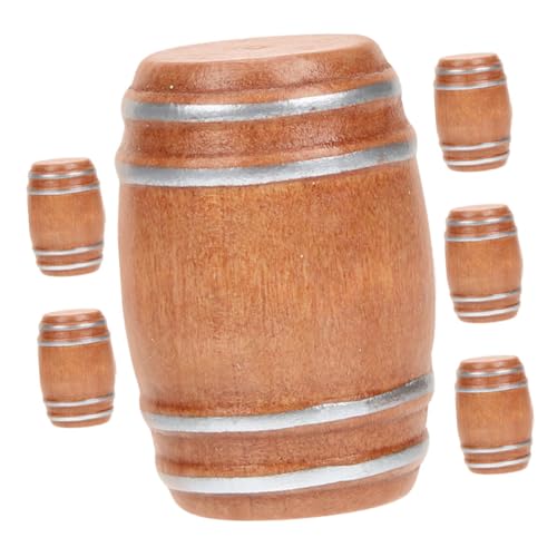 Vaguelly 6 Teiliges Barzubehör Miniatur Weinfass Figur Mini Whiskeyfass Mini Bierfässer Modelle Miniatur Bierfässer Miniaturen Puppenhaus Zubehör Holz Hellbraun von Vaguelly