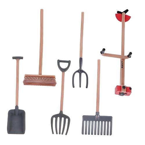 Vaguelly 6-Teiliges Set Garten-Werkzeug-Ornament Strandspielzeug für Kinder Sandkastenfigur gartenwerkzeuge raumdeko Modell eines landwirtschaftlichen Werkzeugs DIY-Werkzeugmodell PVC von Vaguelly